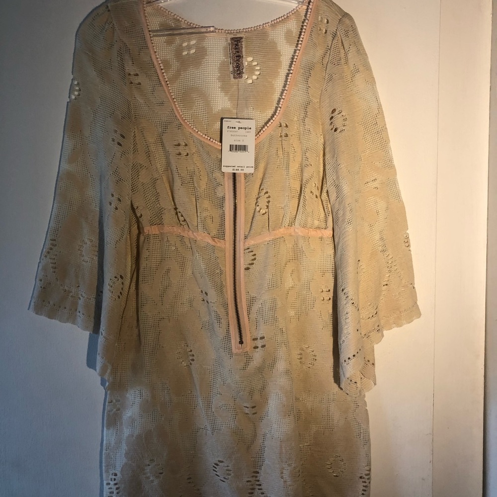 FREE PEOPLE Dress Zipper Tan buttercrea small